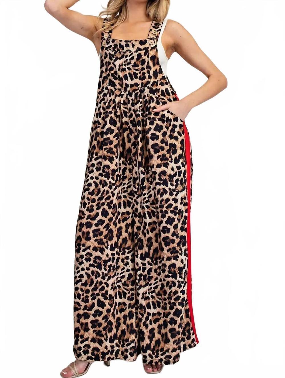 NEW EE:SOME printed side track jumpsuit in leopard